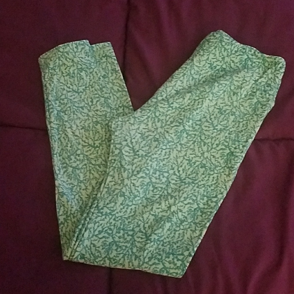 Teal coral print lularoe leggings